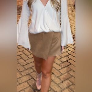 Dress Forum Camel Wrap Suede Skort